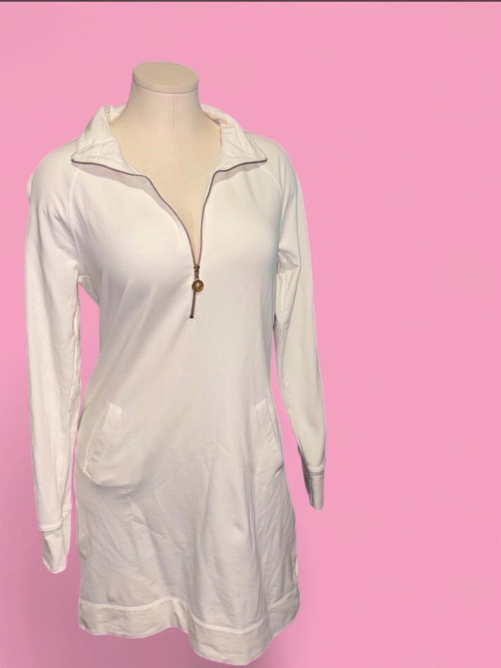 Lilly Pulitzer White Zip-Front Long Sleeve Swim Coverup